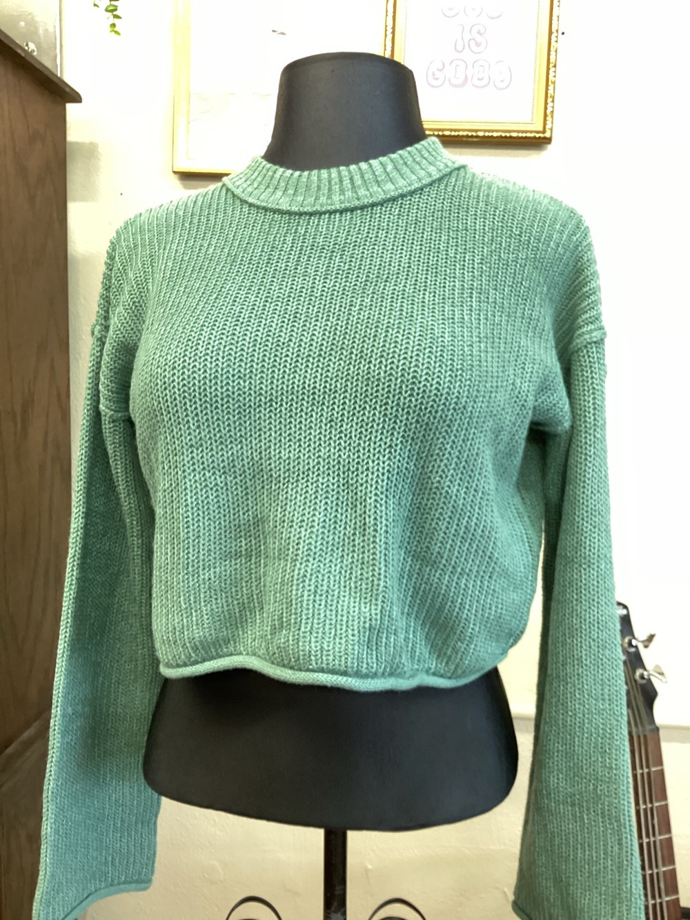 wild fable Sage Green Cropped Crewneck Sweater